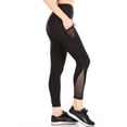 thumbnail image 2 of High Waist Tummy Control Sports Leggings With Side Mesh Pockets  Reflective Leg Detail - Black, 2 of 8