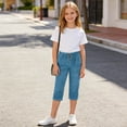 thumbnail image 5 of Kukoosong Girls' Elastic Waist Capri Pants with Pockets, Soft Stretchy Cropped Pants for Casual Summer Daily Wear, School Playtime, Loose Straight Leg Pants for Girls, 5 of 6