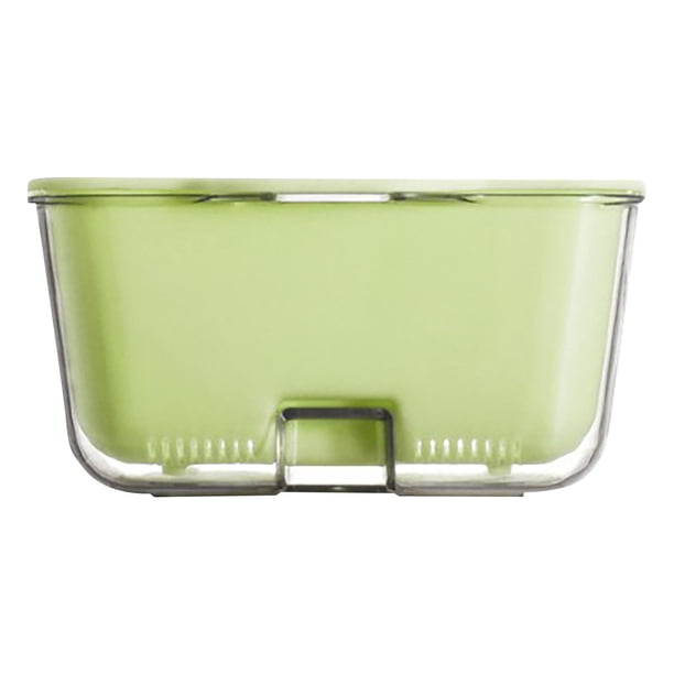2023 Cocina Del Hogar de Doble Capa Transparente Canasta de Drenaje, Pp Pet Recipiente de Lavado de Frutas con Agujero Colgante, 13.6x12.3x6.6cm Amarillo Verde Claro Blanco Azul Cielo
