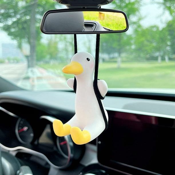 Cute Swing Duck Car Pendant Car Rear View Mirror Hanging Accessories Car  Hanging Ornament Swing Duck Cute Car Interior Accessories 