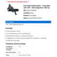 thumbnail image 2 of Front Right Window Motor - Compatible with 1999 - 2003 Dodge Ram 1500 Van 2000 2001 2002, 2 of 2