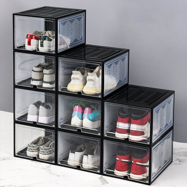 Hesroicy Shoe Organizer High Capacity Dust proof Stackable Flip Pull out Type Shoe Display Storage Case for Entryway Walmart
