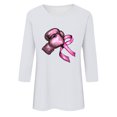 thumbnail image 5 of VKOYWKM Women's 3/4 Sleeve Tops Breast Cancer Awareness Shirts Inspirational Cancer Crew Neck Loose Fit Pink Ribbon Graphic Tee, 5 of 5