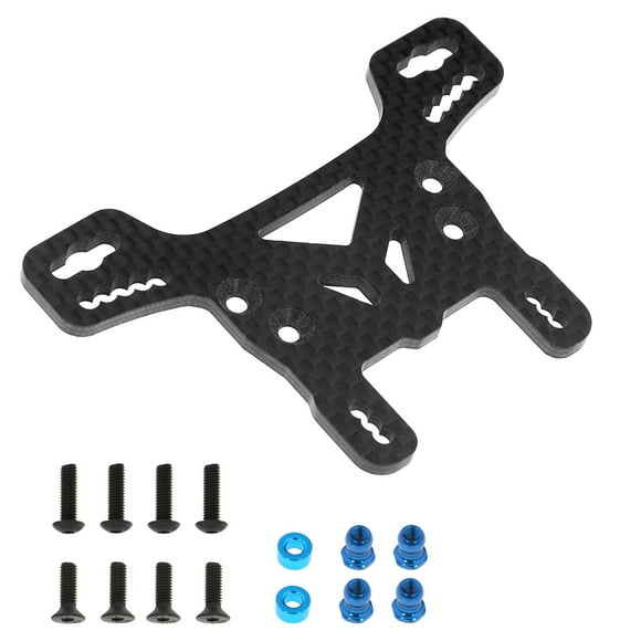 Plaque de Tour d'Amortisseur Arrière en Fibre de Carbone de Remplacement pour Voiture RC Tamiya XV02 58707 1/10 - Pièce de Mise à Niveau BJM492 OP avec Accessoires de Montage, Noir, 8.4x5.6x4.6cm