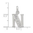 thumbnail image 2 of 925 Sterling Silver Polished White Cubic Zirconia Letter Name Personalized Monogram Initial N Pendant Necklace Pendant f, 2 of 2