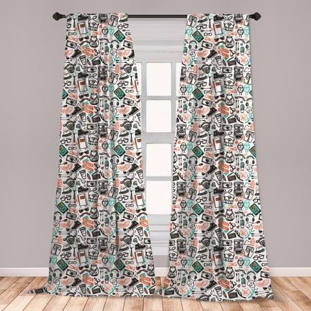 Indie Curtains 2 Panels Set Hipster Fashion Themed Pattern