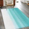 thumbnail image 3 of 3'x5' Area Rugs, Aqua White Ombre Indoor Outdoor Area Rug for Living Room Bedroom, Chic Modern Funny Abstract Striped Art Washable Bathroom Rugs Kitchen Floor Carpet Mats Home Decor Aesthetic, 3 of 8