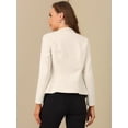 thumbnail image 4 of Chaqueta de gamuza sintética para mujer Cárdigan de outwear drapeado con solapa frontal abierta Beige M, 4 of 5
