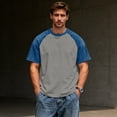 thumbnail image 5 of Havenx Raglan Sleeve T-Shirts for Men Denim Short Sleeve T-Shirt Patchwork Crew Neck Tees Contrast Colors Casual Comfy Trendy Summer Gym Fashion Clothing,Gray 3XL, 5 of 5