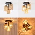 thumbnail image 4 of 3-Light Boho Light Fixtures Ceiling Mount, Farmhouse Ratten Light Fixture Ceiling with 3 Hand-Woven Ratten Shades, Boho Lights for Bedroom Hallway Dining Room Kitchen,10.8inch, 4 of 4