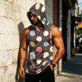 thumbnail image 5 of Graphic Camo Sleeveless Hooded Tank Top for Men, Muscle Fit Pullover Gym Vest - Quick-Dry Athletic Shirt with Pocket for Bodybuilding & Summer Training Light Gray XL, 5 of 7