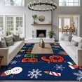 thumbnail image 3 of Rectangle Area Rugs 8 x 10 Ft, Blue Christmas Non-Slip Residential Carpet, Winter Xmas Sbowflakes Snowmans Cartoon Indoor Crawling Mats Runner Rugs for Living Room/Dining Room/Bedroom, 3 of 8