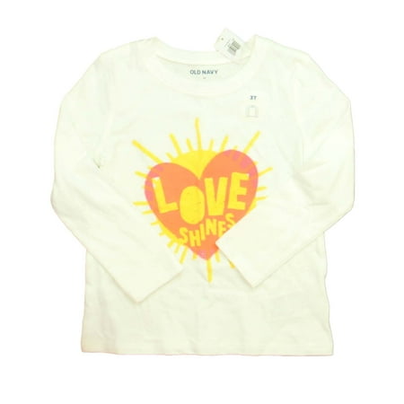 

Pre-owned Old Navy Girls White Sun | Heart Long Sleeve T-Shirt size: 3T