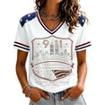thumbnail image 2 of 9/11 25th Anniversary Shirt Womens WE Will Never Forget Tee Shirts | Lightweight Fabric, V Neck Short Sleeve Tops, American Flag, 2001-2026 25Th Anniversary Tops, Patriotic Honor Tee Shirt White,M, 2 of 5