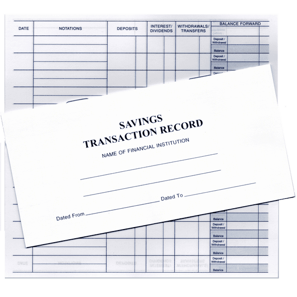 Pack of 10 Savings Transaction Record Register