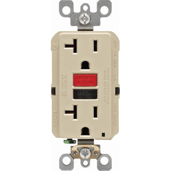 Leviton GFCI Receptacle in Ivory — UL Listed for US Residential Electrical Code Compliance, Drop-in NEC-Standard Wiring