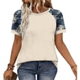 thumbnail image 6 of Womens Blouses Dressy Casual Floral Print Short Sleeve Shirts Round Neck Raglan Baseball Tee Summer Trendy Tops 2026 Blusas Basicas, 6 of 8