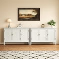 thumbnail image 4 of May in Color 3-Door Buffet Cabinet with Storage, Bohemian Sideboard with Adjustable Shelves, Wood Credenza Cabinet, Console Table for Bedroom, Living Room, Dining Room, Hallway, Grayish-White, 4 of 8