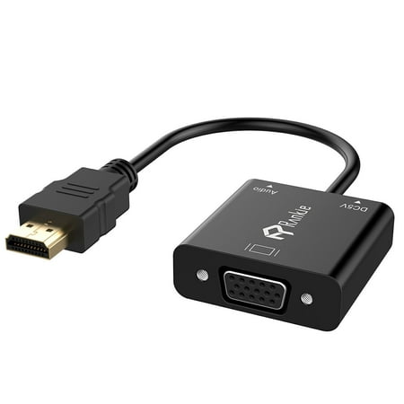 HDMI to VGA, 1080P with Audio Port, Rankie Gold-Plated Active HDMI HDTV to VGA Adapter Converter Male to Female with Micro USB & 3.5mm Audio Port