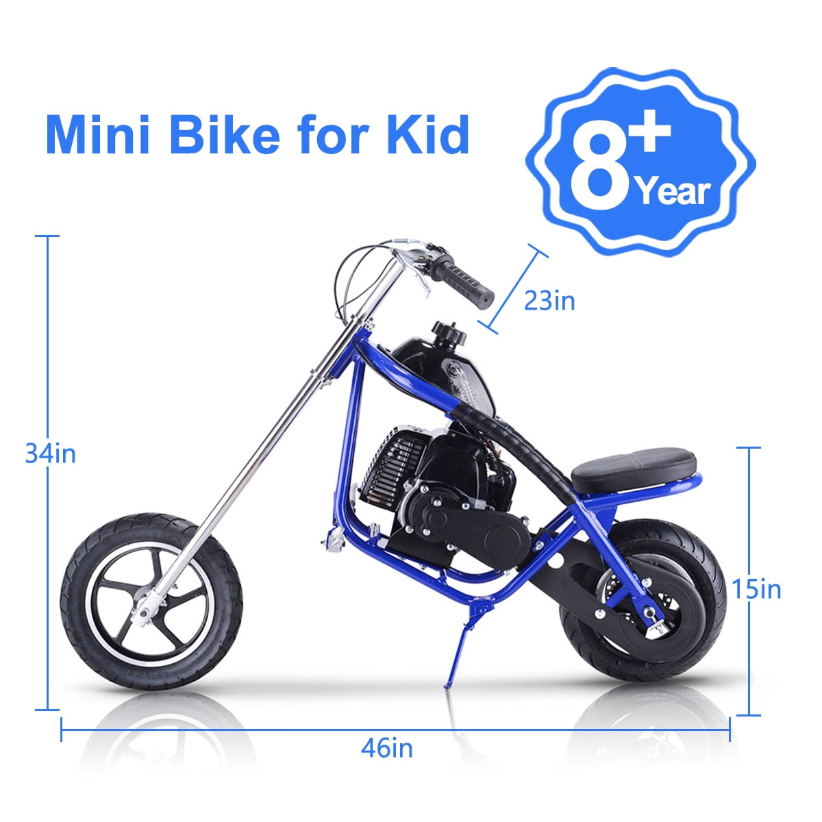 TOXOZERS 50cc Mini Bike,Gas-Powered EPA Approved Mini Dirt Bike with 12.5" 10" Tires,Pull Start,1L Tank,20MPH Top Speed,Blue
