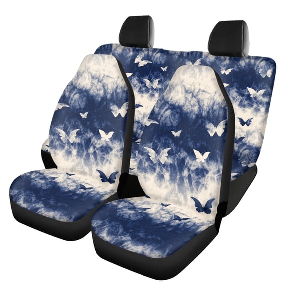 Uourmeti Butterfly Design Car Seat Covers Full Set 3 Pieces Automobile Seat Cover Sets Protect Easy to Install Suitable for Truck Sedans