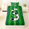 thumbnail image 3 of Erosebridal Green Football Court Print Letter S Twin Sheet Sets,Soccer Ball Games Bedding For Kids Boys 3-Piece, 3 of 6