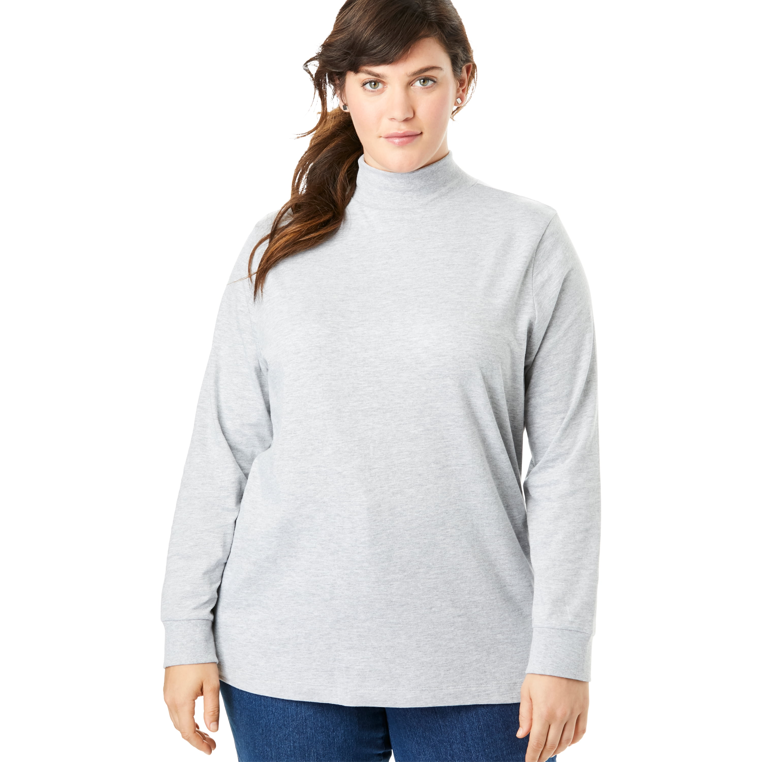 Woman Within Womens Plus Size Petite Perfect Long Sleeve Mock Turtleneck