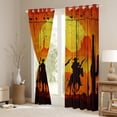 thumbnail image 3 of Cowboy Window Drapes Block 30%-50% Light,Western Country Style Kitchen Window Treatments 42Wx63L Inches,Sunset Landscape Decor Window Curtains, 3 of 6