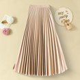 thumbnail image 4 of Joernso Women Midi Skirt Elastic High Waist Satin Pleated Skirt Solid Color Long Skirt Work Leisure Daily Wear, 4 of 8