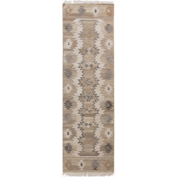 BoutiqueRugs Brady Bohemian/Global Runner Rug - Beige, Light Brown, Dark Brown - 2'6" x 8' Runner