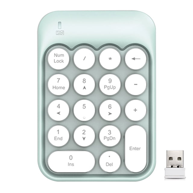 Monstrate Teclados inalámbricos 18 teclas Suministros de oficina MINI Aparato de entrada USB Teclado numérico Botón de silencio Equipo portátil Teclado Juegos de teclado y mouse para computadora Verde