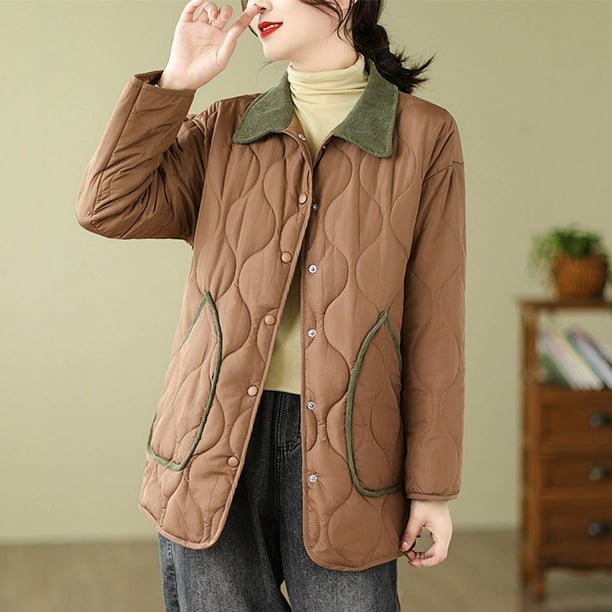 Abrigo y chaquetas casuales de manga larga sin capucha para mujer, de moda, cómodos, informales, con bolsillos y botones, de color liso, con cuello vuelto y manga larga, sin capucha.