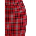 thumbnail image 4 of A2Y Women's Basic Solid Ponte Knee Length Slit Techno Span High Waist Pencil Skirt Red Check Plaid L, 4 of 6