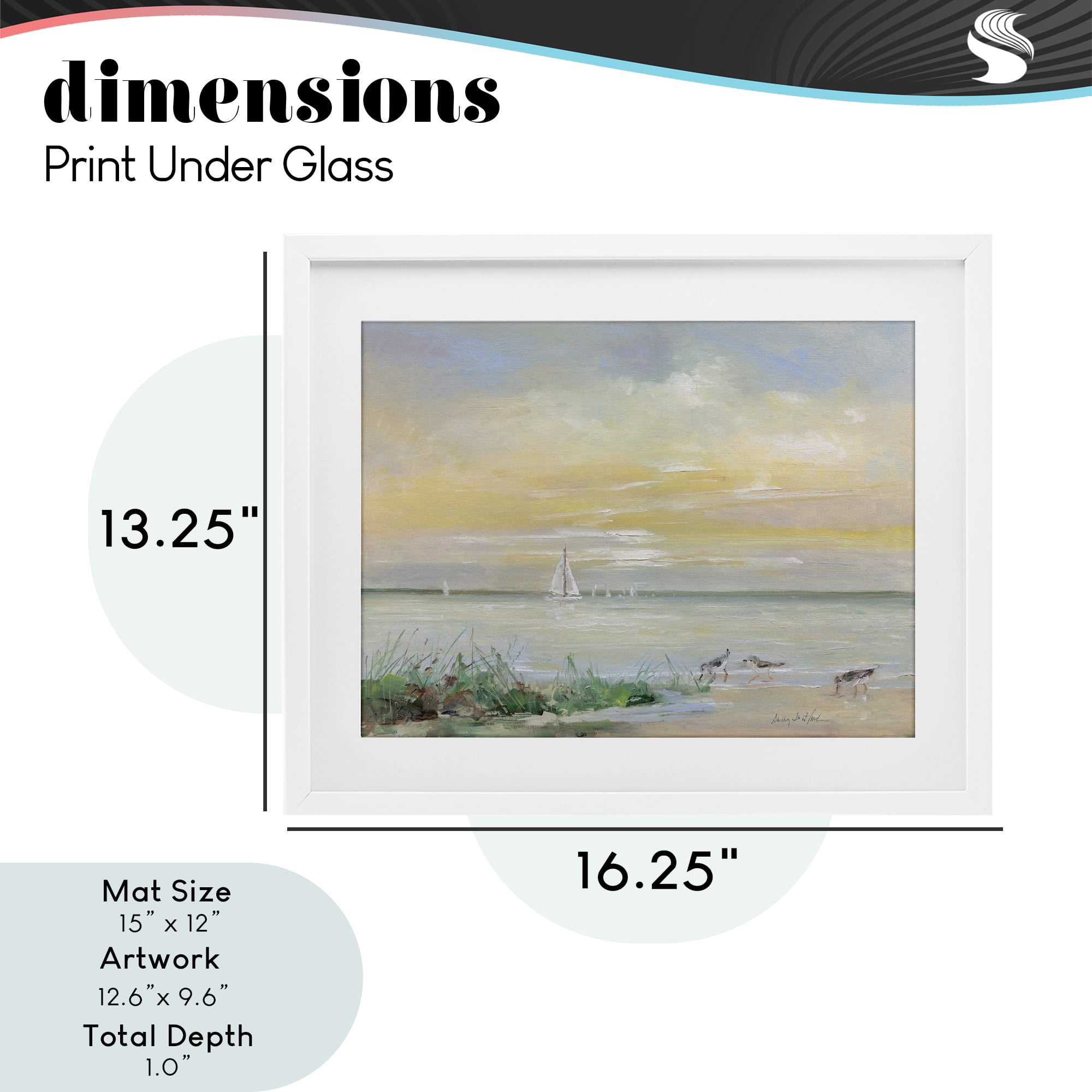Stupell Industries Sailboats & Sanderlings Shore White Framed Print Under Glass, design by Sally Swatland
