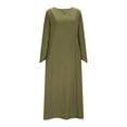 thumbnail image 4 of ZQUUVOU Women's Medieval Dress Solid Long Sleeve Round Neck Maxi Length Vintage Elegant Party Gown Theme Outfits Green, 4 of 9
