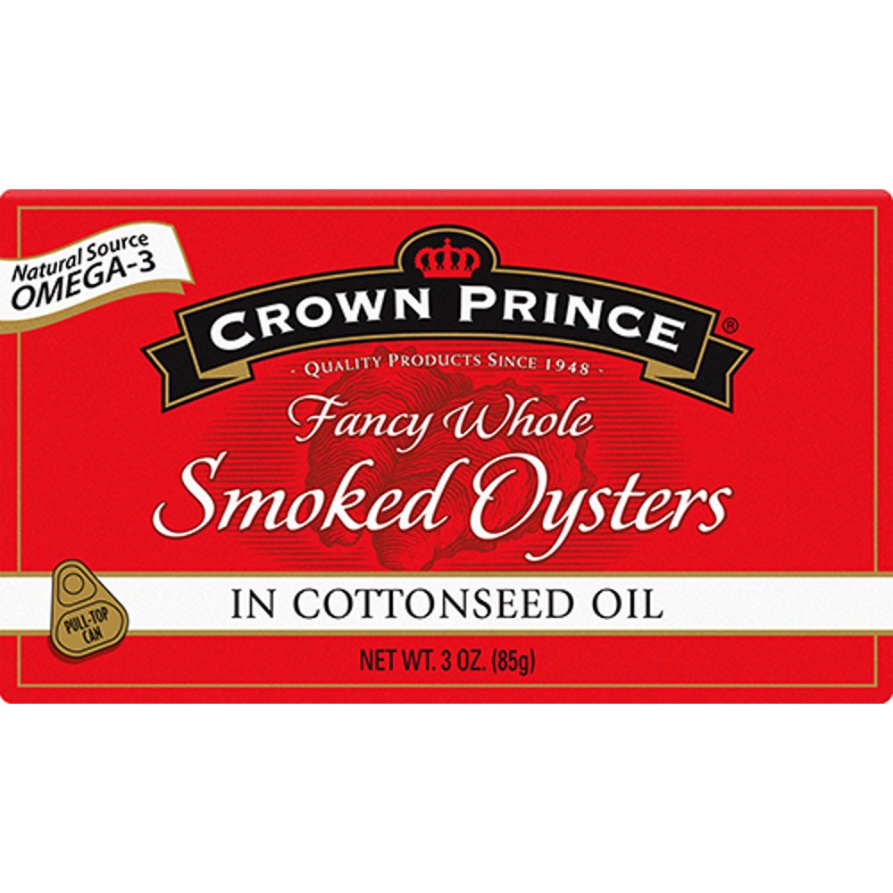 Crown Prince Smoked Oysters in Cottonseed Oil, 3.75 oz