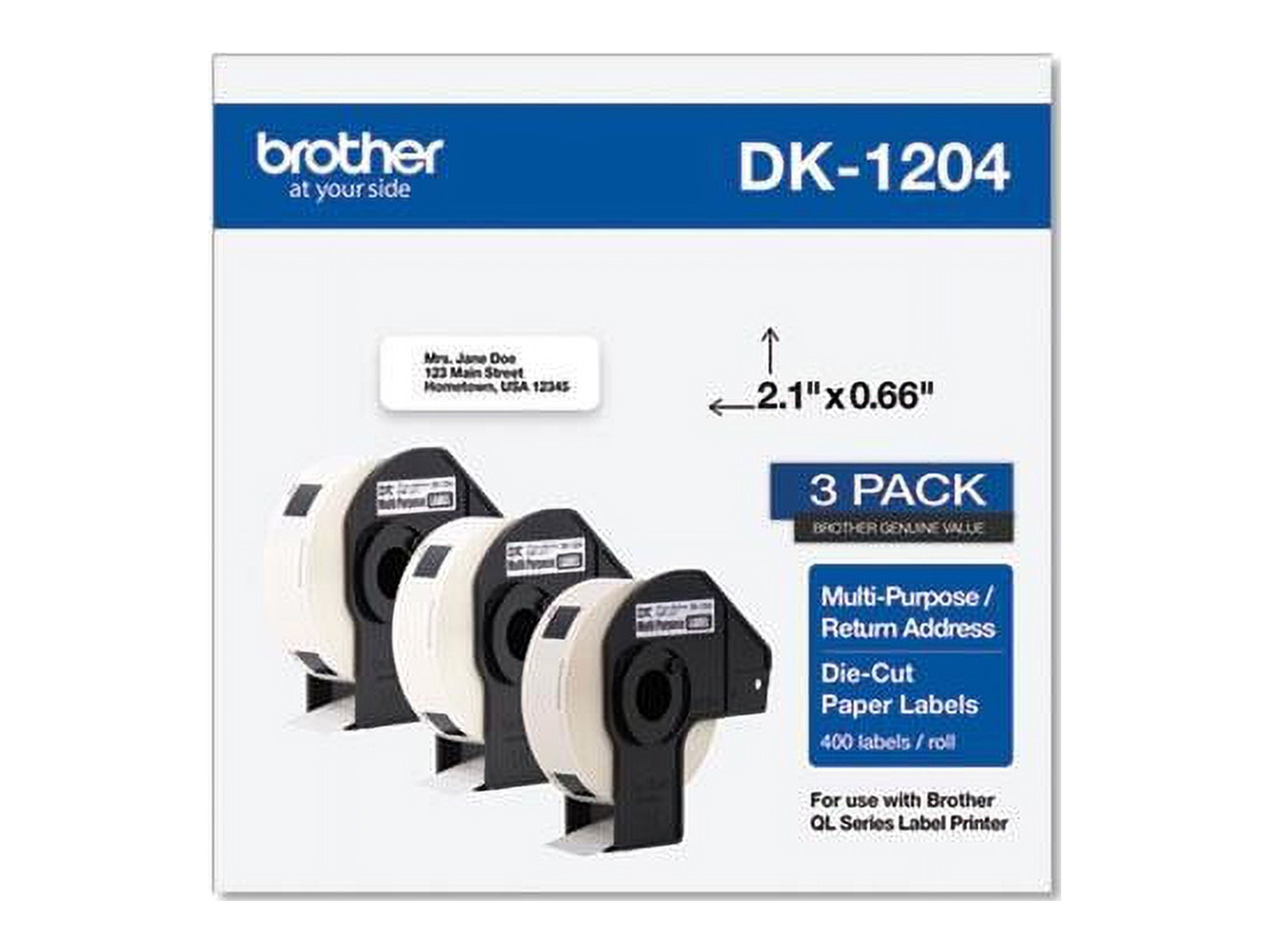 Die-Cut Multipurpose Labels 0.66 x 3.4 White 400/Roll 3 Rolls/Pack DK12043PK