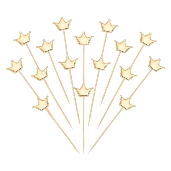 Uxcell Crown Cupcake Toppers Glittery Princess Cake Toppers Mini Cupcake Picks, Fit for Birthday Party Cake Decorations Gold