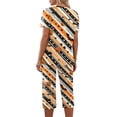 thumbnail image 5 of Halloween Pajamas Women Set Halloween Matching 2 Piece Set Short Sleeve Top and 7/8 Pants Women Sleepwear for Trick-Or-Treat, Parties, Lounge Black L, 5 of 5