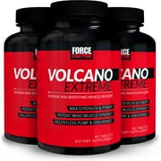 (3 pack) (3 pack) Force Factor VolcaNO Extreme Pre Workout Nitric Oxide Booster Muscle Builder with Arginine, L Citrulline, Creatine HCl, 90 Ct.