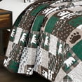 thumbnail image 4 of 3-Piece Rustic Lodge Polyester Quilt Bedspread Set – Patchwork Bear & Paw Print Cabin Bedding, 4 of 8