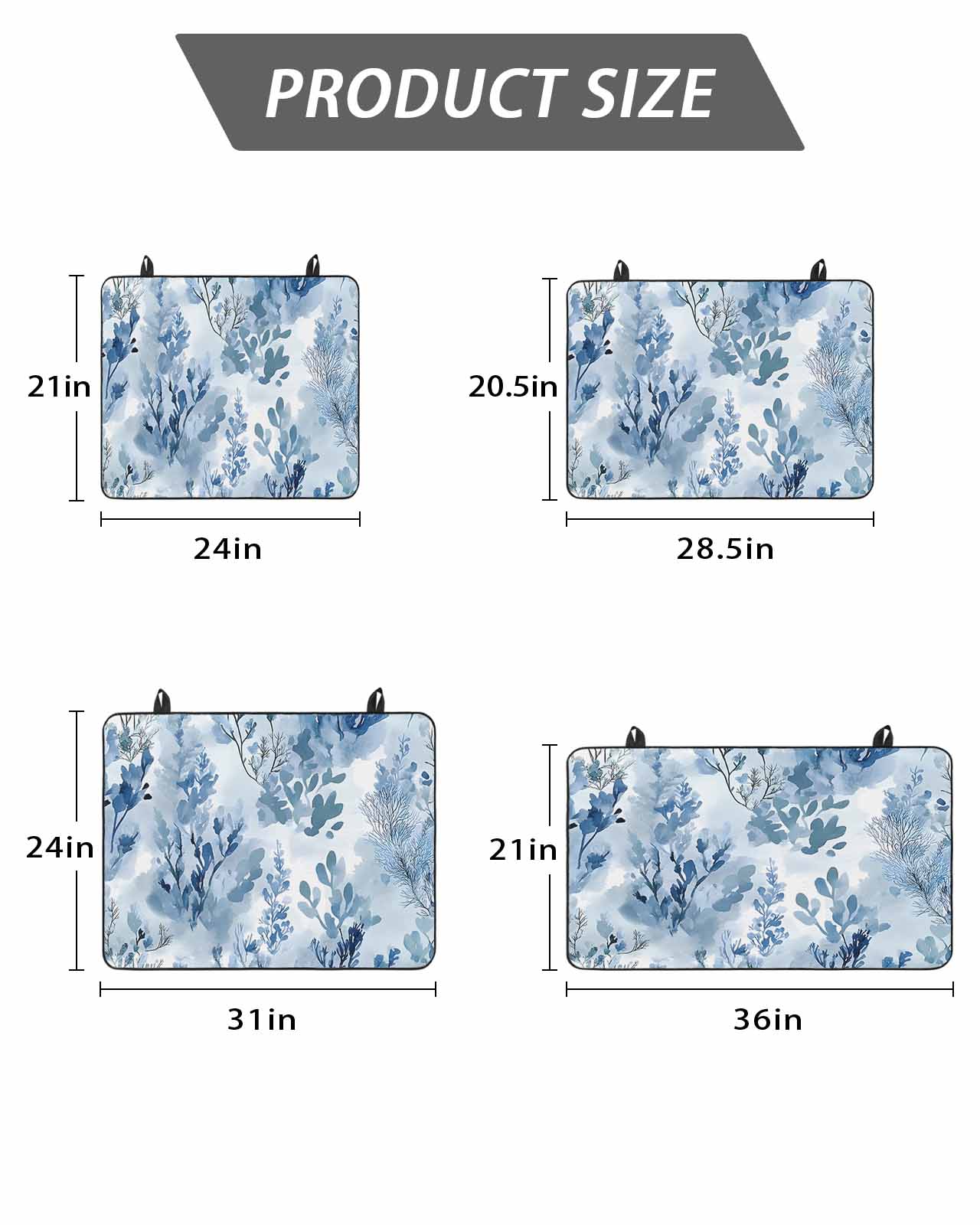 Stove Top Covers for Electric Stove 36x21 Inches, Blue Botanical Art Heat Insulation Fireproof Glass Cooktop Protector, Modern Pastoral Watercolor Leaf Countertop Stovetop Cover for Kitchen