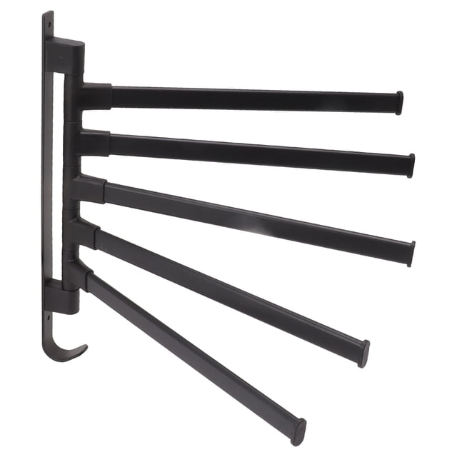 Barra para toallas giratoria negra compañero barra para colgar en la esquina del baño gancho para batas montado en la pared organizador para abrigos ropa barra para toallas