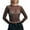 a-124Brown22, variant on Womens High Neck Long Sleeve Fitted Lettuce Edge Leopard Print Blouse Sheer Mesh Cropped Top For Party Casual Daily Wear Brown L