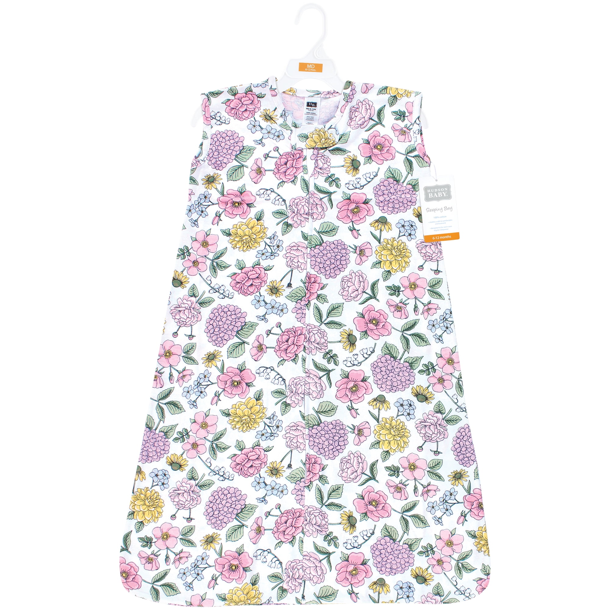 Hudson Baby Infant Girl Cotton Sleeveless Wearable Sleeping Bag, Sack, Blanket, Vintage Blossom, 0-6 Months