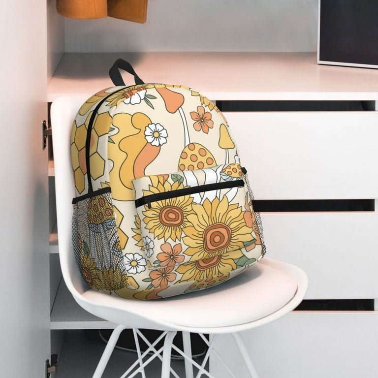 Easygdp Groovy Hippie Flower Mushrooms Casual Laptop Backpack