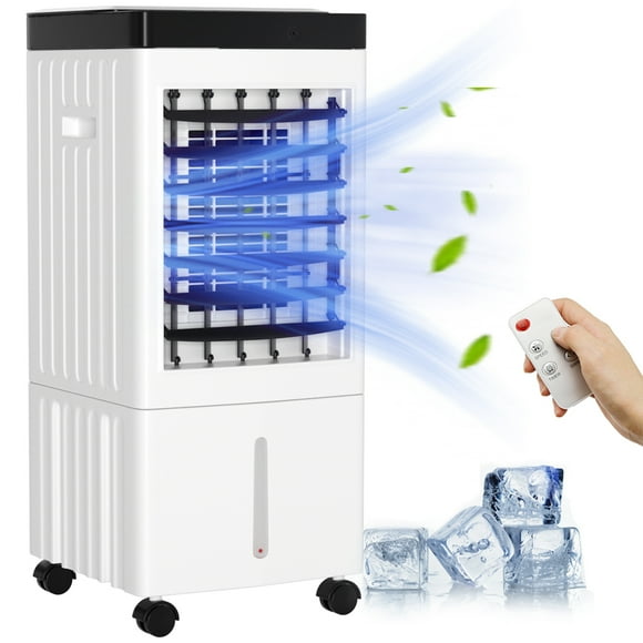 MotorGenic Portable Evaporative Cooler 10L Evaporative Fan Air Cooler AC, 3-IN-1 Remote Control Fan Humidifier, Air Fan Cooler 3 Modes for Indoor Cool