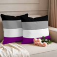 thumbnail image 2 of Modern Striped Outdoor Waterproof Pillow Covers, Minimalist Geometric Black Purple Decorative Square Throw Pillowcase Sofa Cushion Sham for Patio/Couch/Chair, 16"x16" 2 Pack, 2 of 8