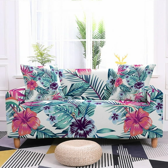 Floral Tropical Leave Sofa Cover for Living Room Stretch Slipcovers Elastic Sectional Couch Cover for Seater L Shape Fundas Sofa