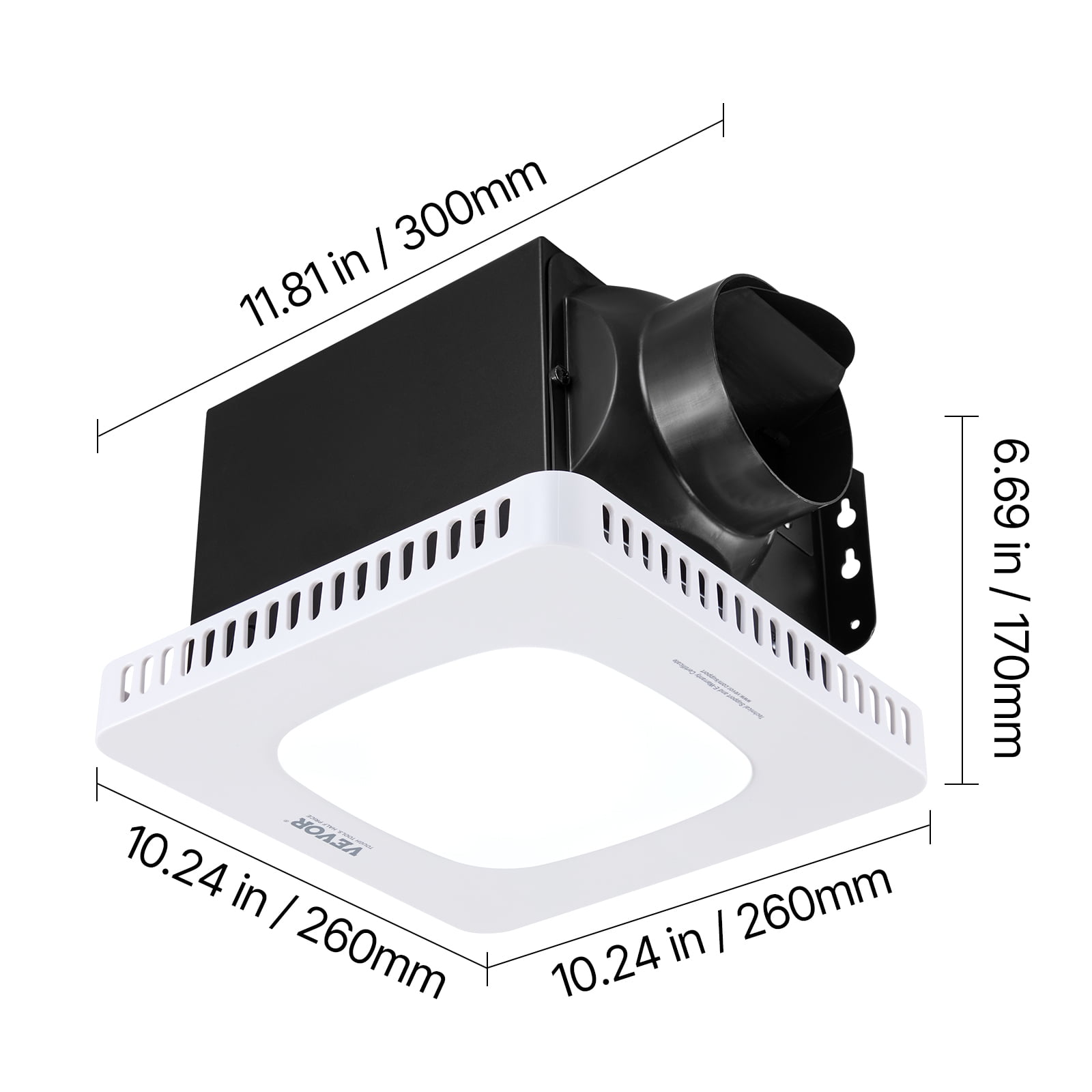 VEVOR Bathroom Exhaust Fan with LED Light, 80 CFM Bathroom Vent Three Gear Color Temp, 1.5 Sones Low-Noise, Premium AC Motor Ceiling Fan for Laundry Room, Storage Room, Home Ventilation, White